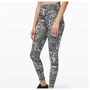 Lululemon Wunder Train HR Tight 8 Tear It Up Alpine White Black 25" EUC Everlux